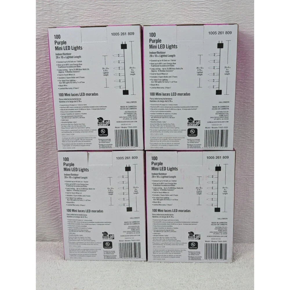 Home Accents Holiday - 100 Count Purple LED Mini Lights - 4 Pack